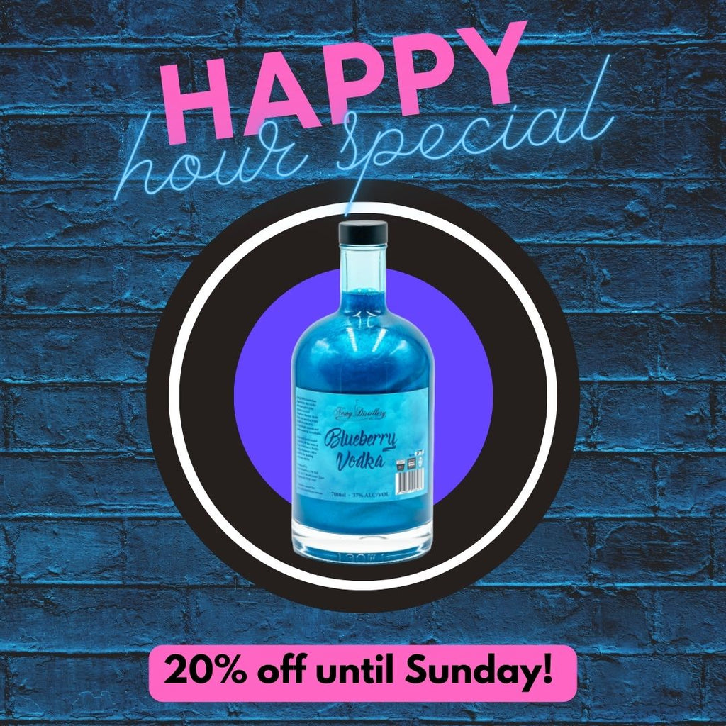HAPPY HOUR WEDNESDAYS! THIS WEEK 20% OFF BLUEBERRY VODKA!