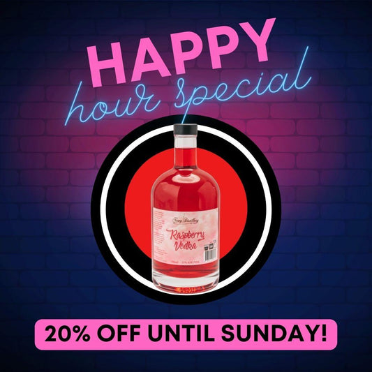 HAPPY HOUR WEDNESDAYS - THIS WEEK 20% OFF 700ML RASPBERRY VODKA