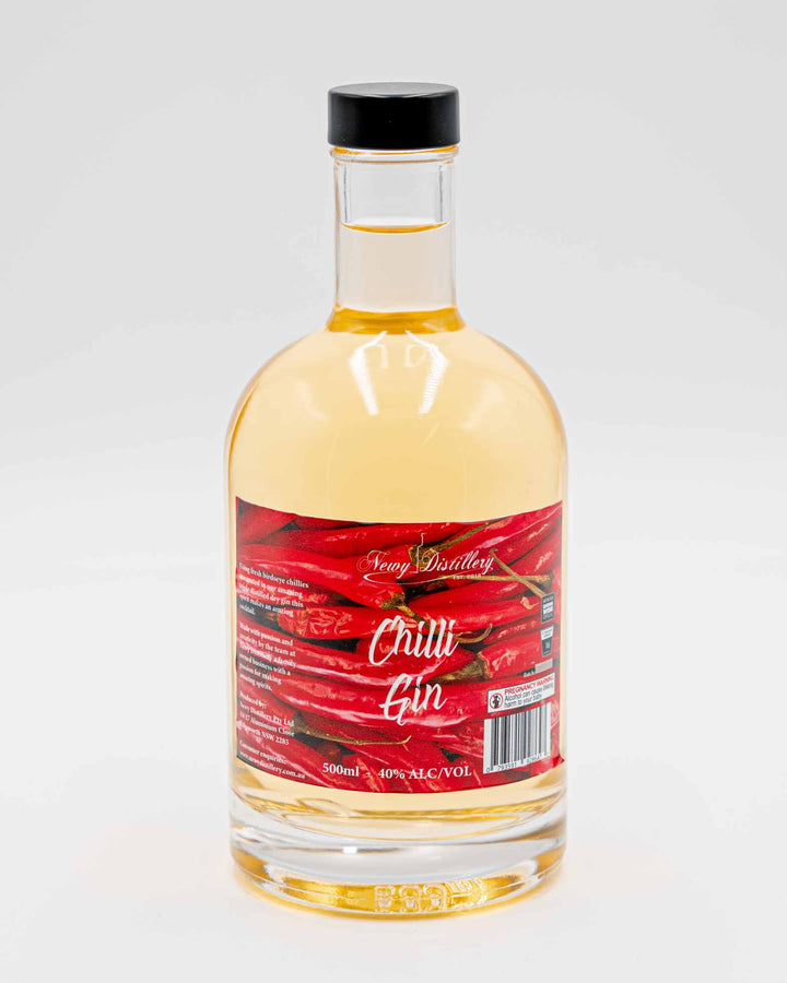 Chilli Gin by Newy Distillery. Award winning dry gin infused with fresh chillies. 500ml bottle.