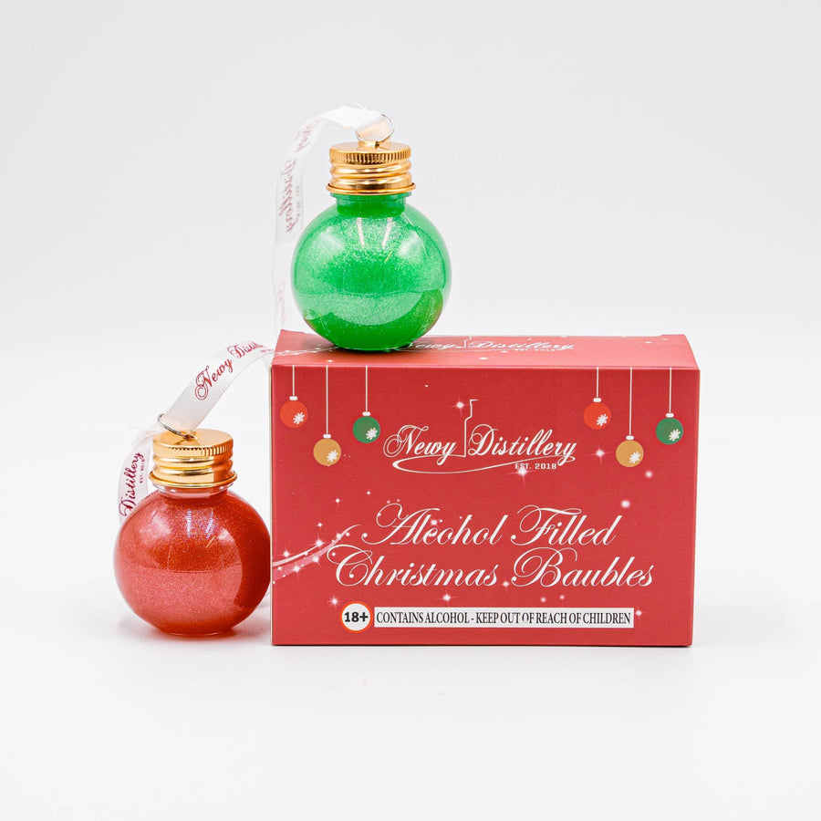 Christmas Gin Shimmer Baubles 2 Pk - Red and Green