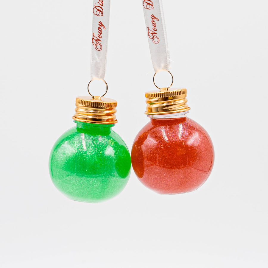 Christmas Gin Shimmer Baubles 2 Pk - Red and Green