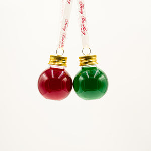 Boozy Baubles Christmas 2023. Raspberry and Lime Flavoured Vodka Baubles. 