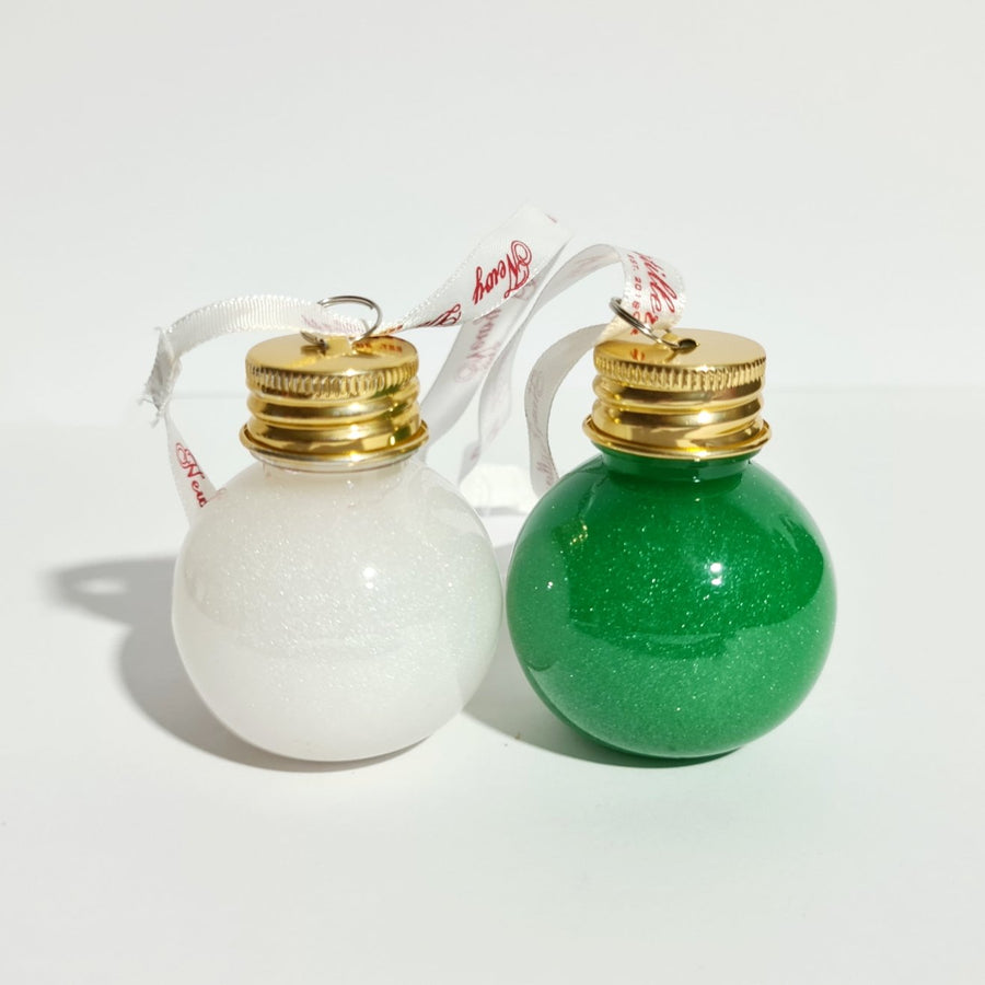 Christmas Coloured Shimmer Gin Baubles 2 pack - Green and White