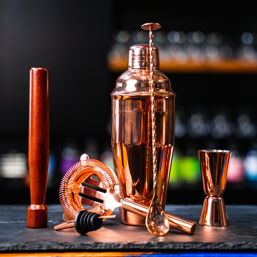 Rustic Copper Deluxe Cocktail Making Mixology Kit