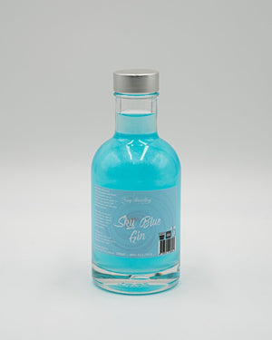 Sky Blue Shimmer Gin 200ml bottle. Coloured Glitter Gin Newy Distillery.