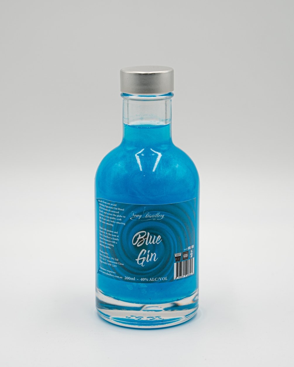 Blue Shimmer Gin by Newy Distillery. 200ml bottle.