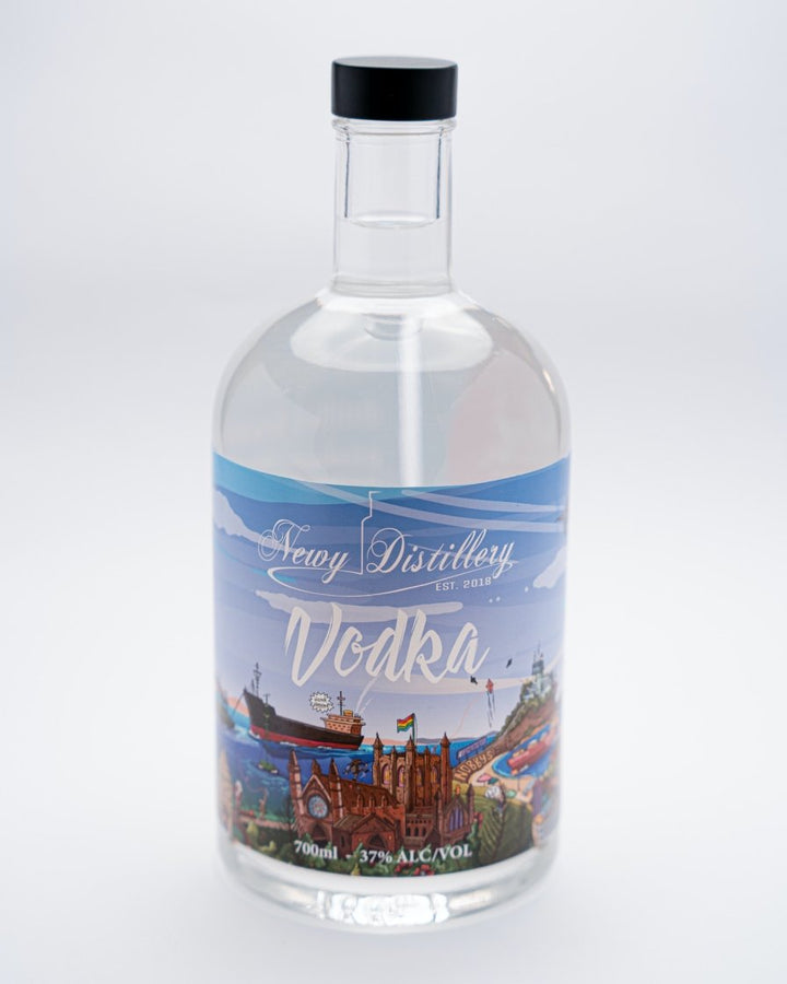 Vodka by Newy Distillery. Mitch Revs bottle label. 700ml.