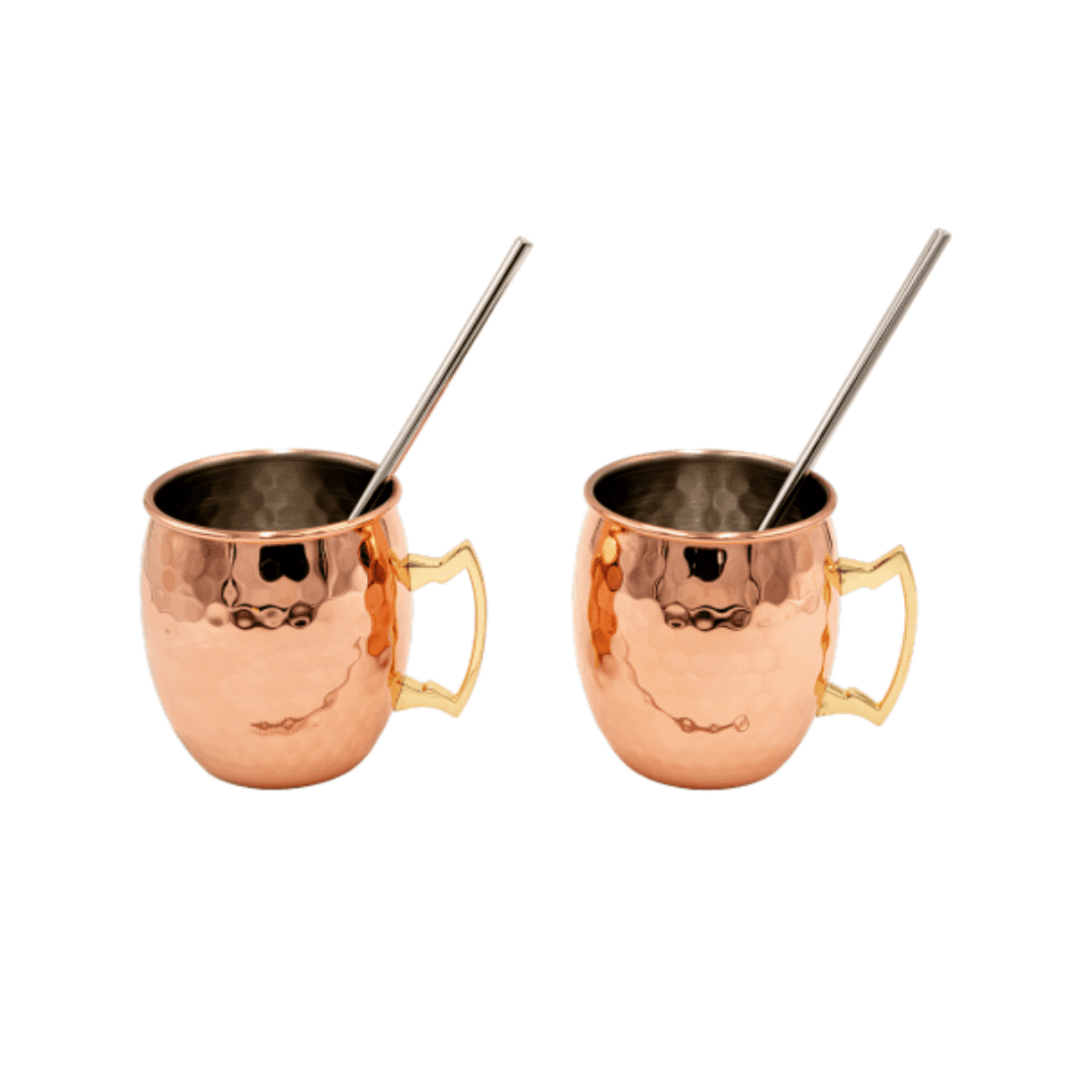Moscow Mule Mugs Set of 2 Stylish Hammered Copper Newy Distillery