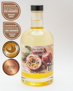 Passionfruit Gin Fruit Infused Gin made with real fresh passionfruit. Award winning gin. 500ml. Newy Disitllery.
