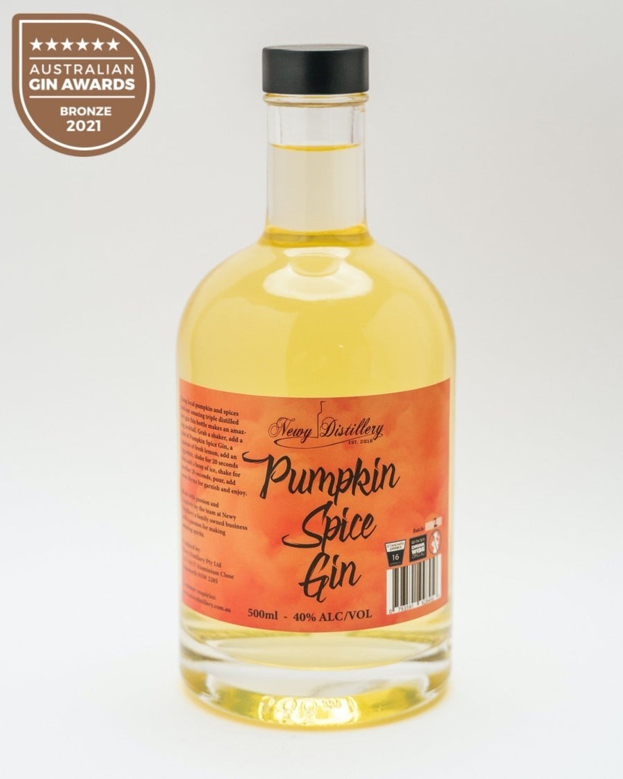 Pumpkin Spice fruit infused gin by Newy Distillery. 500ml bottle.