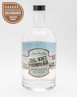 Newy Distllery Coal Miner Strength Gin. Award winning craft gin. Strong Gin. 700ml bottle.