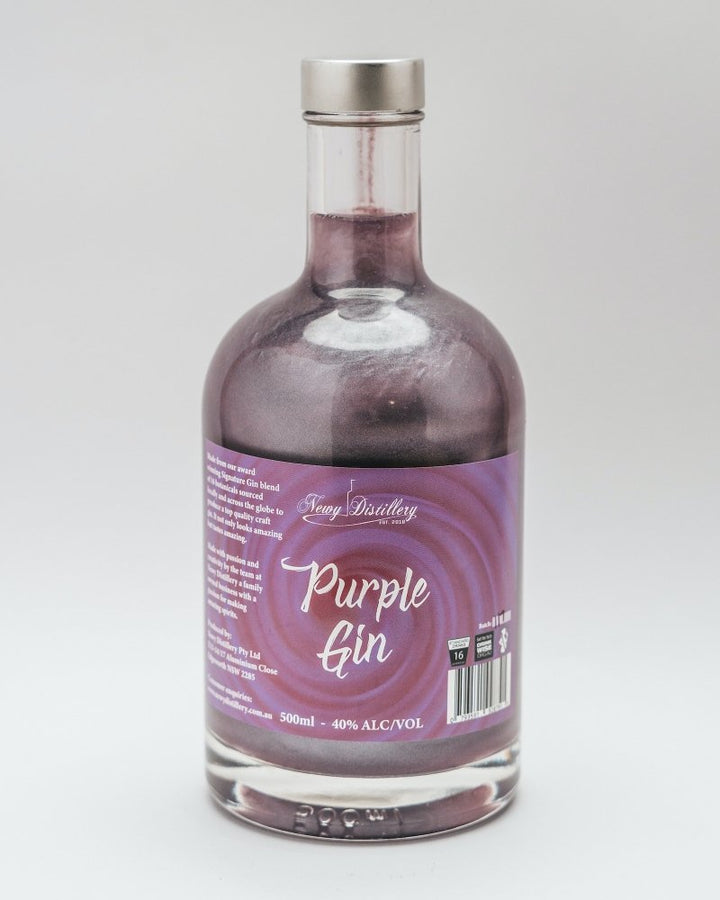 Purple GinShimmer by Newy Distillery. Purple glitter gin. 500ml bottle.