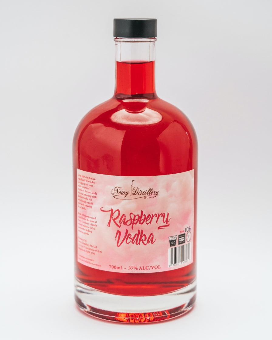 Rasberry flavoured vodka by Newy Distillery. 700ml bottle.